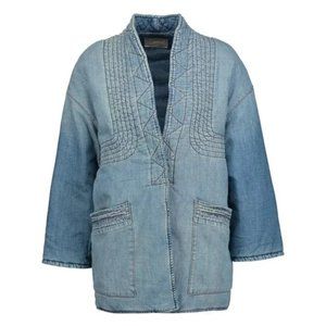 CURRENT ELLIOTT The Kimono Denim Jean Quilt Car Coat Seto XS 0 Oversized